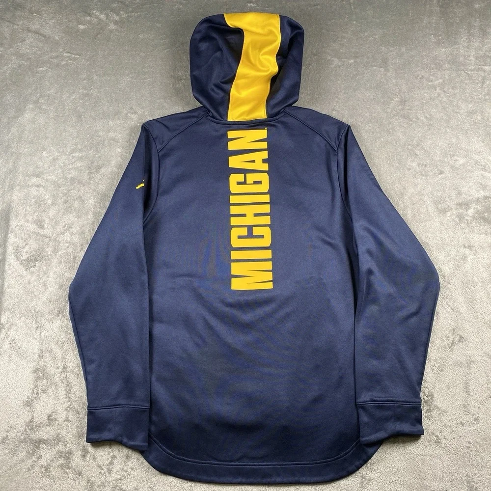 Jordan Michigan Wolverines Sweatshirt Mens Size M Blue Therma Scuba 2-Hit Hoodie